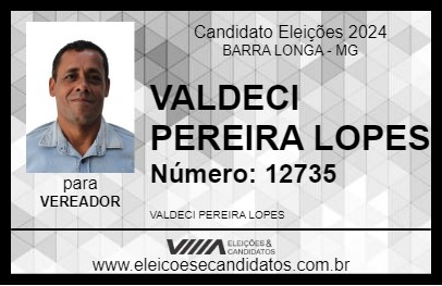 Candidato VALDECI PEREIRA LOPES 2024 - BARRA LONGA - Eleições