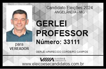 Candidato GERLEI PROFESSOR 2024 - ANGELÂNDIA - Eleições