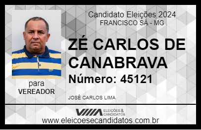 Candidato ZÉ CARLOS DE CANABRAVA 2024 - FRANCISCO SÁ - Eleições