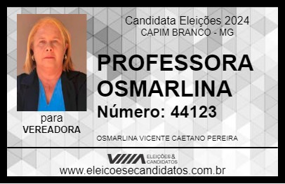 Candidato PROFESSORA OSMARLINA 2024 - CAPIM BRANCO - Eleições