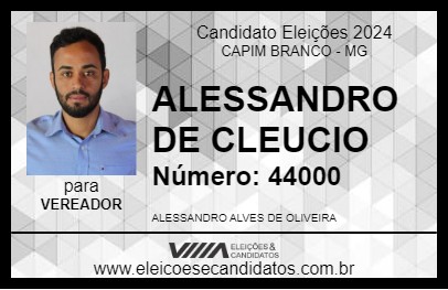 Candidato ALESSANDRO DE CLEUCIO 2024 - CAPIM BRANCO - Eleições