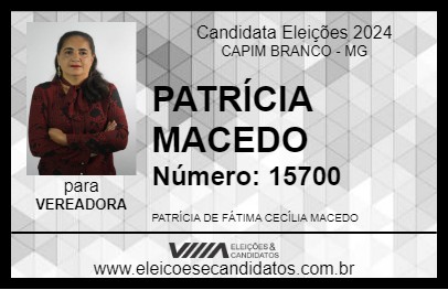 Candidato PATRÍCIA MACEDO 2024 - CAPIM BRANCO - Eleições