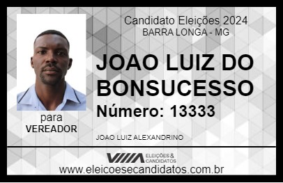 Candidato JOAO LUIZ DO BONSUCESSO 2024 - BARRA LONGA - Eleições