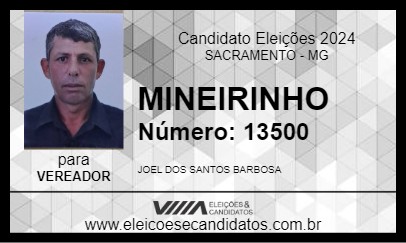 Candidato MINEIRINHO 2024 - SACRAMENTO - Eleições