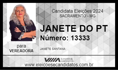 Candidato JANETE DO PT 2024 - SACRAMENTO - Eleições