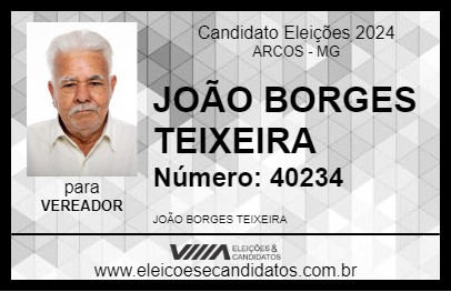 Candidato JOÃO BORGES TEIXEIRA 2024 - ARCOS - Eleições