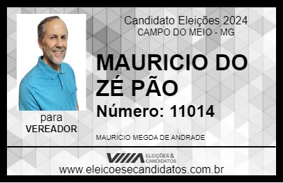 Candidato MAURICIO DO ZÉ PÃO 2024 - CAMPO DO MEIO - Eleições