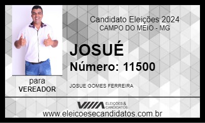 Candidato JOSUÉ 2024 - CAMPO DO MEIO - Eleições