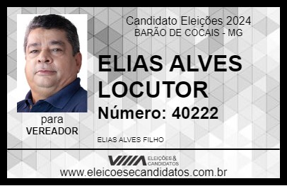 Candidato ELIAS ALVES LOCUTOR 2024 - BARÃO DE COCAIS - Eleições