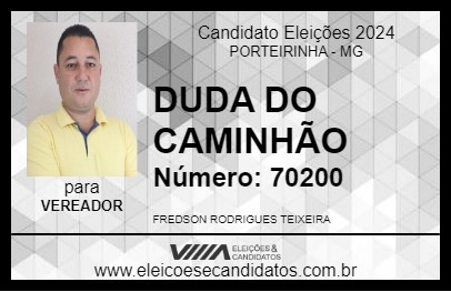 Candidato DUDA DO CAMINHÃO 2024 - PORTEIRINHA - Eleições