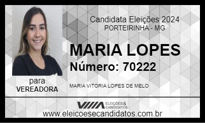 Candidato VITÓRIA LOPES 2024 - PORTEIRINHA - Eleições