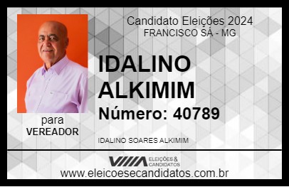 Candidato IDALINO ALKIMIM 2024 - FRANCISCO SÁ - Eleições