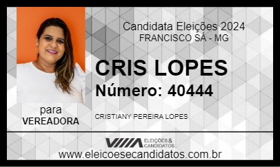 Candidato CRIS LOPES 2024 - FRANCISCO SÁ - Eleições