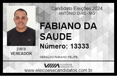 Candidato FABIANO DA SAUDE 2024 - ANTÔNIO DIAS - Eleições