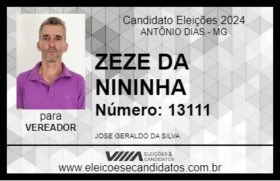 Candidato ZEZE DA NININHA 2024 - ANTÔNIO DIAS - Eleições