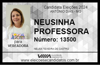 Candidato NEUSINHA PROFESSORA 2024 - ANTÔNIO DIAS - Eleições