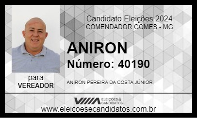 Candidato ANIRON 2024 - COMENDADOR GOMES - Eleições