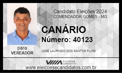 Candidato CANÁRIO 2024 - COMENDADOR GOMES - Eleições