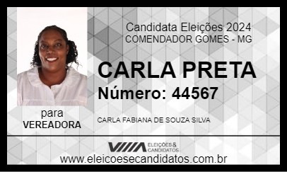 Candidato CARLA PRETA 2024 - COMENDADOR GOMES - Eleições