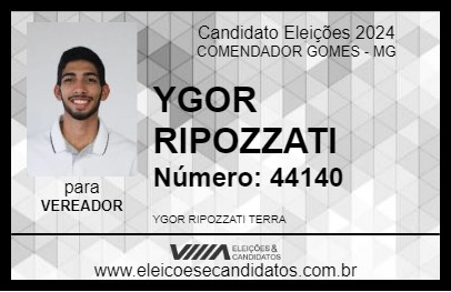 Candidato YGOR RIPOZZATI 2024 - COMENDADOR GOMES - Eleições