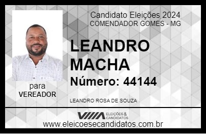 Candidato LEANDRO MACHA 2024 - COMENDADOR GOMES - Eleições