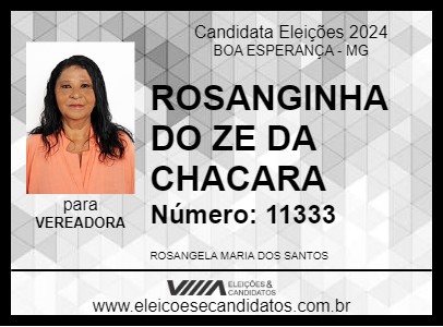 Candidato ROSANGINHA DO ZE DA CHACARA 2024 - BOA ESPERANÇA - Eleições