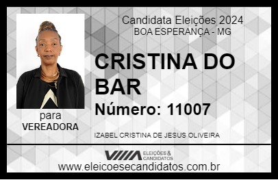 Candidato CRISTINA DO BAR 2024 - BOA ESPERANÇA - Eleições