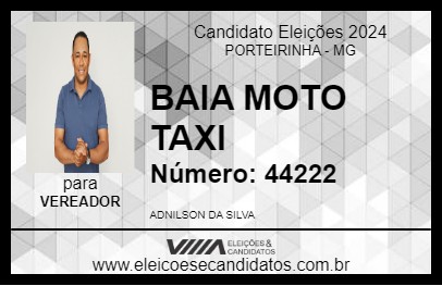 Candidato BAIA MOTO TAXI 2024 - PORTEIRINHA - Eleições