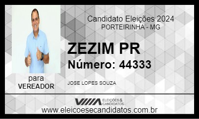 Candidato ZEZIM PR 2024 - PORTEIRINHA - Eleições