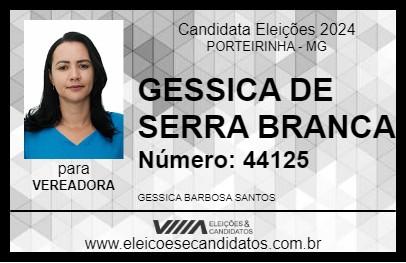 Candidato GESSICA DE SERRA BRANCA 2024 - PORTEIRINHA - Eleições