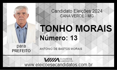 Candidato TONHO MORAIS 2024 - CANA VERDE - Eleições