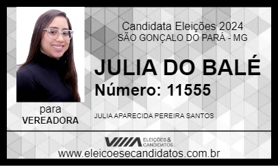 Candidato JULIA DO BALÉ 2024 - SÃO GONÇALO DO PARÁ - Eleições