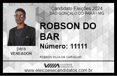 Candidato ROBSON DO BAR 2024 - SÃO GONÇALO DO PARÁ - Eleições