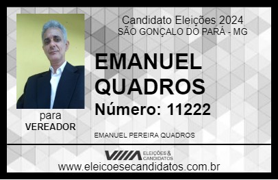 Candidato EMANUEL QUADROS 2024 - SÃO GONÇALO DO PARÁ - Eleições