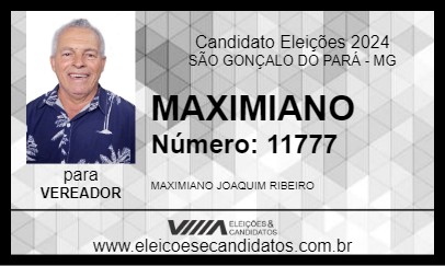 Candidato MAXIMIANO  2024 - SÃO GONÇALO DO PARÁ - Eleições