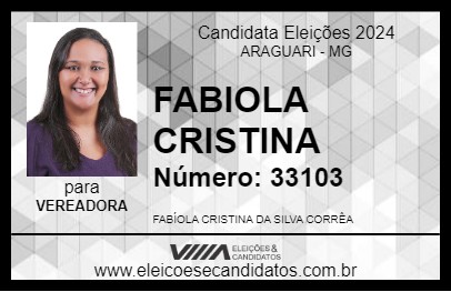 Candidato FABIOLA CRISTINA 2024 - ARAGUARI - Eleições