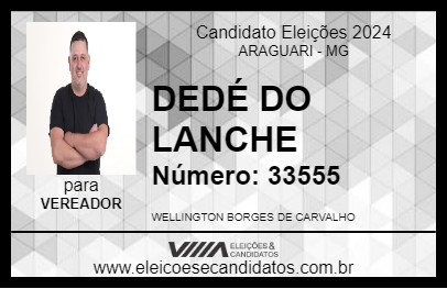 Candidato DEDÉ DO LANCHE 2024 - ARAGUARI - Eleições