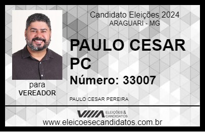 Candidato PAULO CESAR PC 2024 - ARAGUARI - Eleições