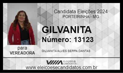 Candidato GILVANITA 2024 - PORTEIRINHA - Eleições