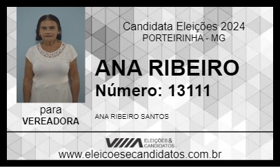 Candidato ANA RIBEIRO 2024 - PORTEIRINHA - Eleições