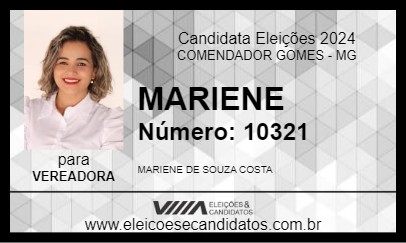 Candidato MARIENE 2024 - COMENDADOR GOMES - Eleições