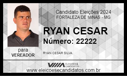 Candidato RYAN CESAR 2024 - FORTALEZA DE MINAS - Eleições