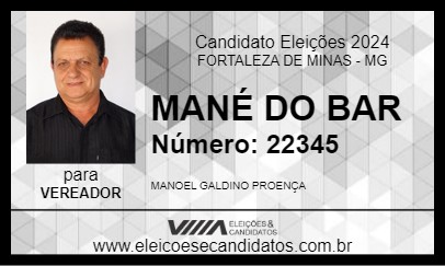 Candidato MANÉ DO BAR 2024 - FORTALEZA DE MINAS - Eleições