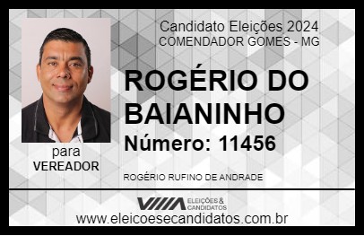 Candidato ROGÉRIO DO BAIANINHO 2024 - COMENDADOR GOMES - Eleições