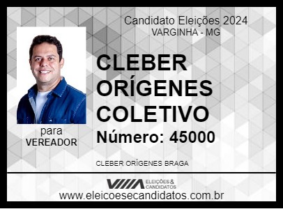 Candidato CLEBER ORÍGENES COLETIVO 2024 - VARGINHA - Eleições