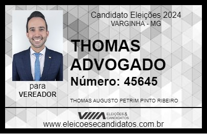 Candidato THOMAS ADVOGADO 2024 - VARGINHA - Eleições