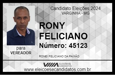 Candidato RONY FELICIANO 2024 - VARGINHA - Eleições