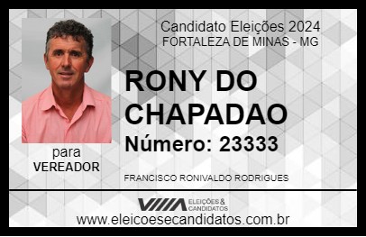 Candidato RONY DO CHAPADAO 2024 - FORTALEZA DE MINAS - Eleições