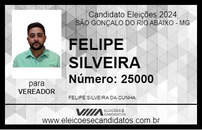 Candidato FELIPE SILVEIRA 2024 - SÃO GONÇALO DO RIO ABAIXO - Eleições