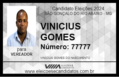 Candidato VINICIUS GOMES 2024 - SÃO GONÇALO DO RIO ABAIXO - Eleições